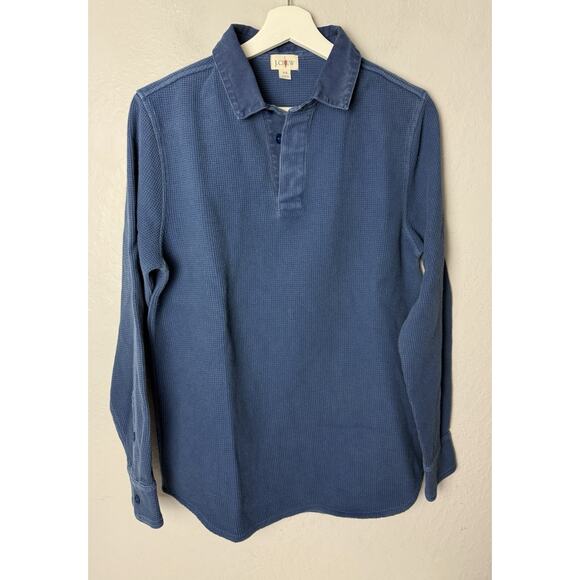 J Crew Waffle-knit Rugby Shirt Men’s XS Blue CJ733 - Picture 1 of 5